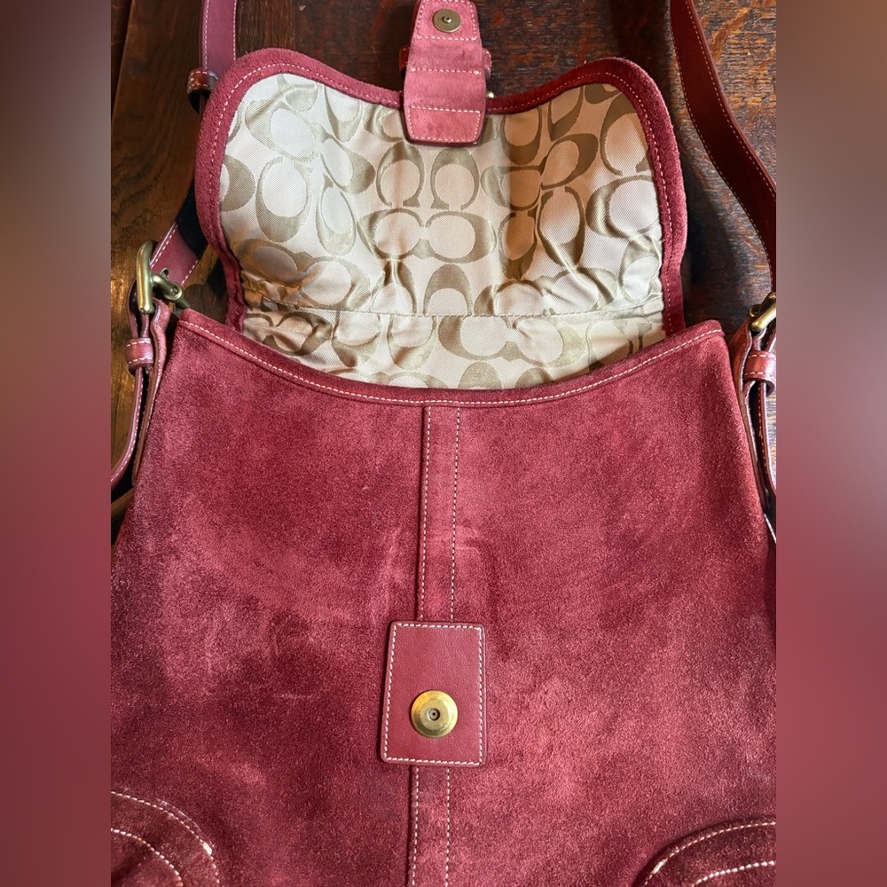 Vintage 2003 COACH Soho Suede Crossbody Bag – Burgundy/Maroon Y2K Rare - Picture 5 of 15